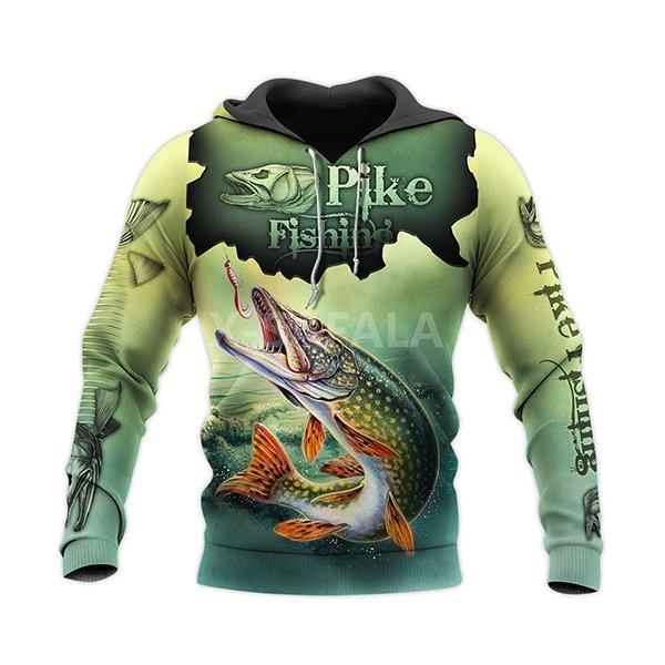 Pike Fishing Hoodie - BuzzerFish M / Laces